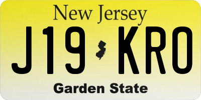 NJ license plate J19KRO