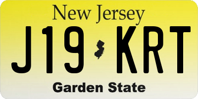 NJ license plate J19KRT