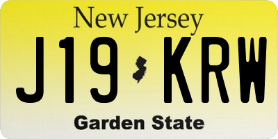 NJ license plate J19KRW