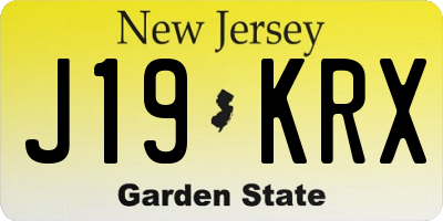 NJ license plate J19KRX