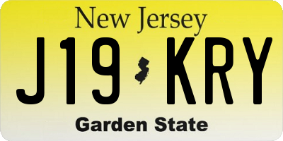 NJ license plate J19KRY