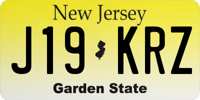 NJ license plate J19KRZ