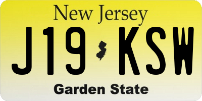 NJ license plate J19KSW