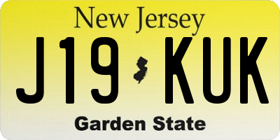 NJ license plate J19KUK