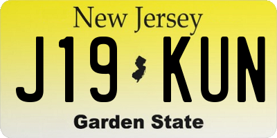 NJ license plate J19KUN