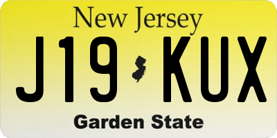 NJ license plate J19KUX