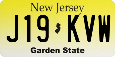 NJ license plate J19KVW
