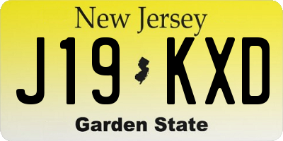 NJ license plate J19KXD