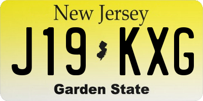 NJ license plate J19KXG