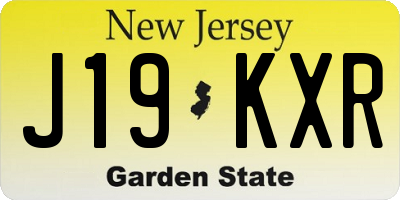 NJ license plate J19KXR