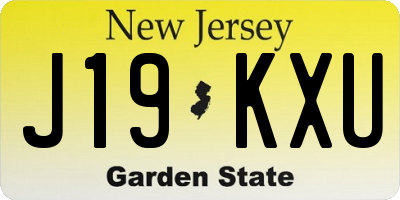 NJ license plate J19KXU