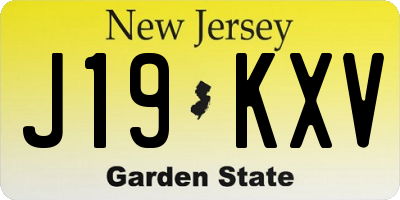 NJ license plate J19KXV
