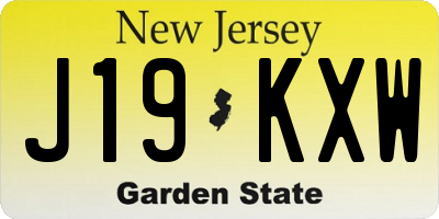 NJ license plate J19KXW