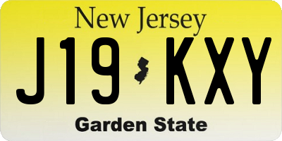 NJ license plate J19KXY