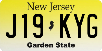 NJ license plate J19KYG