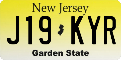 NJ license plate J19KYR