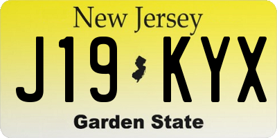 NJ license plate J19KYX
