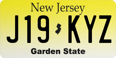 NJ license plate J19KYZ