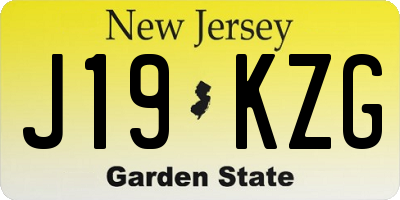 NJ license plate J19KZG
