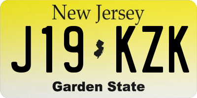 NJ license plate J19KZK