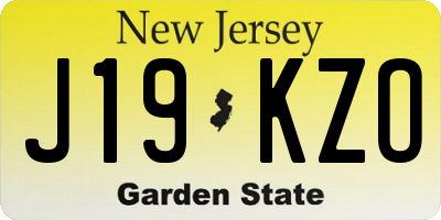 NJ license plate J19KZO