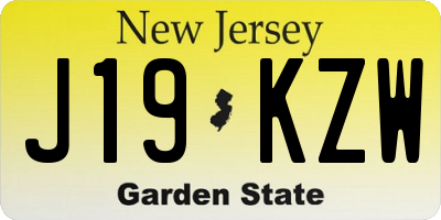 NJ license plate J19KZW