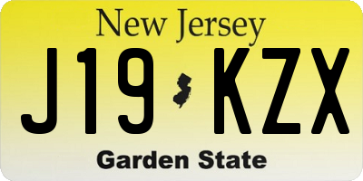 NJ license plate J19KZX