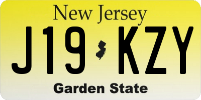 NJ license plate J19KZY
