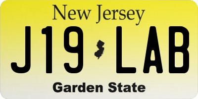 NJ license plate J19LAB