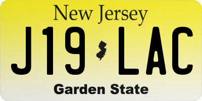 NJ license plate J19LAC