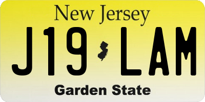 NJ license plate J19LAM