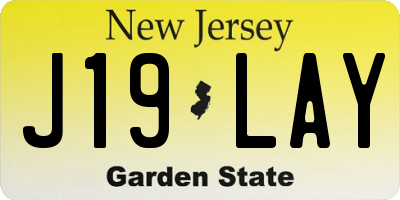 NJ license plate J19LAY