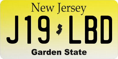 NJ license plate J19LBD