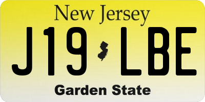 NJ license plate J19LBE