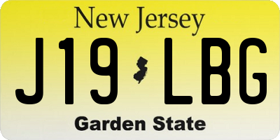 NJ license plate J19LBG