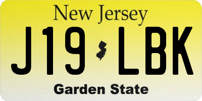 NJ license plate J19LBK