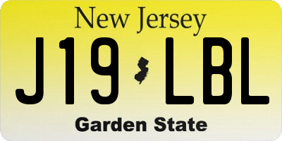 NJ license plate J19LBL