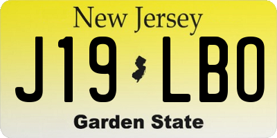NJ license plate J19LBO
