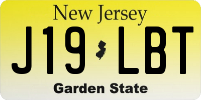 NJ license plate J19LBT