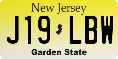NJ license plate J19LBW