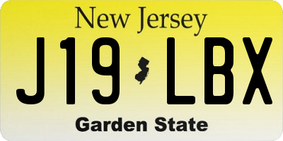 NJ license plate J19LBX