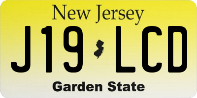 NJ license plate J19LCD