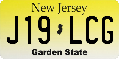 NJ license plate J19LCG
