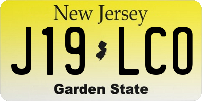 NJ license plate J19LCO