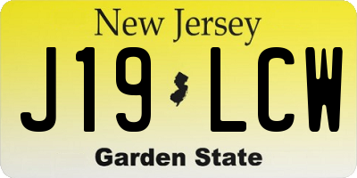 NJ license plate J19LCW