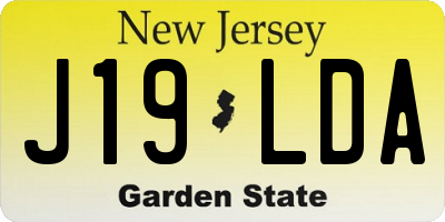 NJ license plate J19LDA