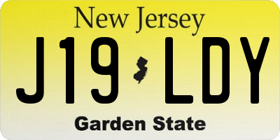 NJ license plate J19LDY