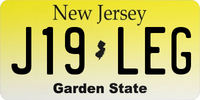 NJ license plate J19LEG