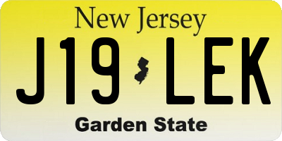 NJ license plate J19LEK