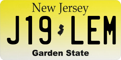 NJ license plate J19LEM